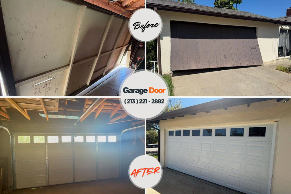 Before and after: garage door repair Chattahoochee Hills, GA